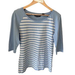 NWT Cutter & Buck Blue & White 3/4 sleeve Top Large